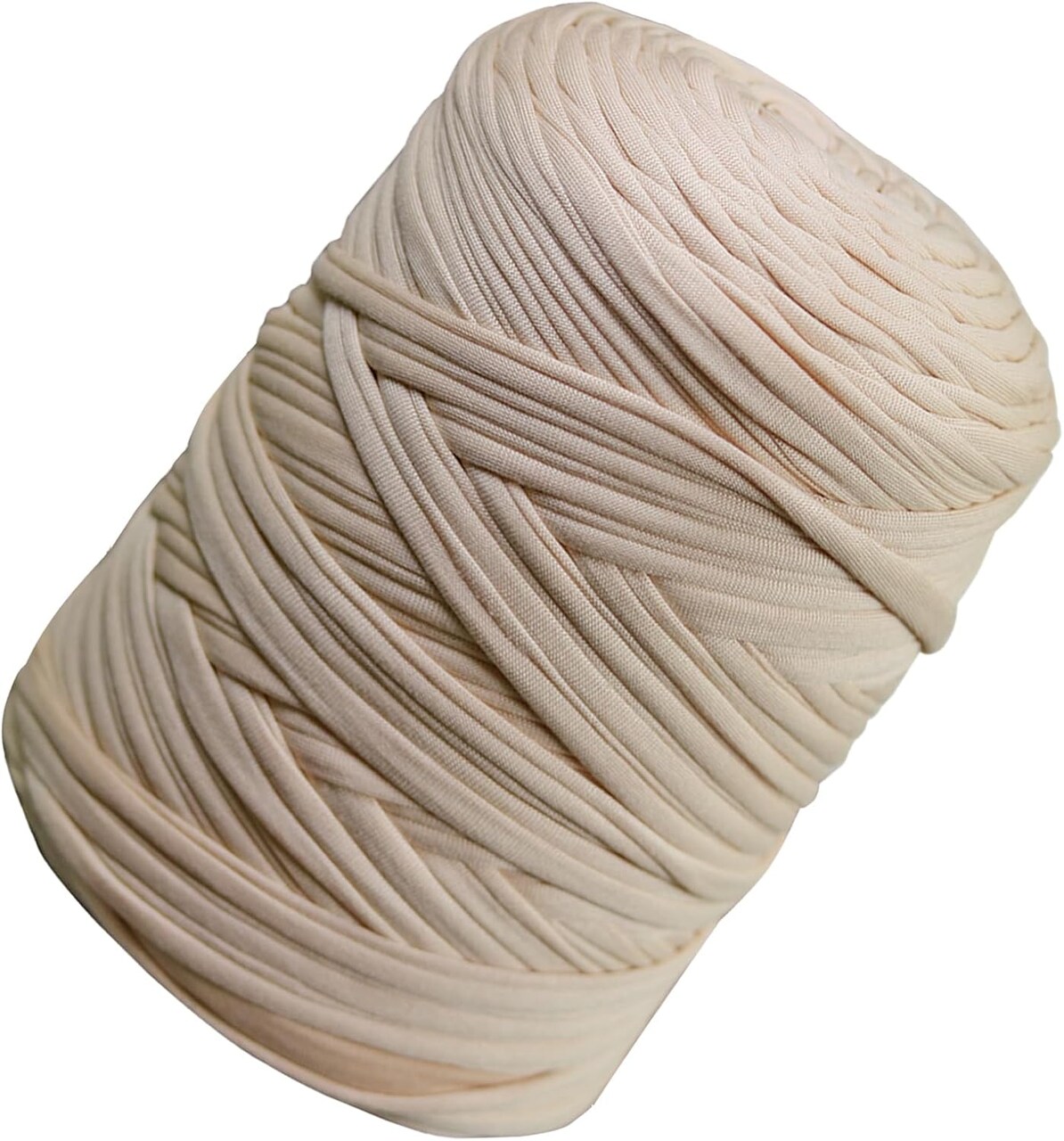 5.9 Inches - T-Shirt Yarn Knitting Yarn Fabric Crochet Cloth(Light Cream)